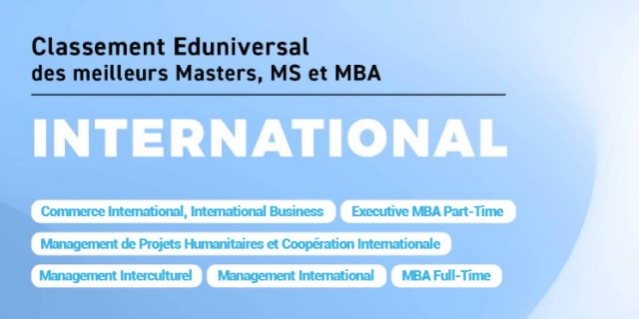 Classement Eduniversal des meilleurs masters, MS et MBA - Guide multimédia International (édition 2025)